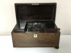 A 19th century rosewood tea caddy
