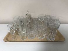 A tray of assorted cut glass, whiskey tumblers,