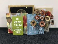 Two contemporary oils on canvas, religious print,