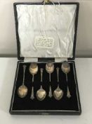 A cased set of six silver teaspoons