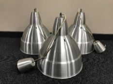 Nine industrial style ceiling lights,