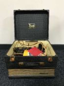 A cased Trixette portable electric gramophone and a boxed typewriter