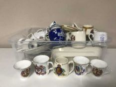 A box containing large quantity of commemorative china,