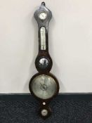 A rosewood banjo barometer with silvered dial
