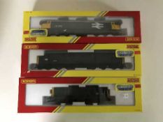 Two boxes of Hornby boxed digital locomotives, un-boxed carriages, rolling stock,