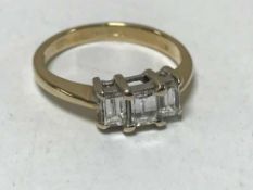18ct three stone millennium diamond ring.52 ct 2.7 grams H colour/vs stones.