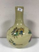 A Chinese vase on fawn ground with under glazed marked,