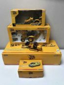 Five JCB die cast vehicles by Corgi and Britains (four boxed)