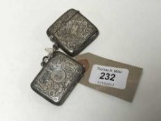 Two silver vesta cases - Birmingham 1910 & 1912.