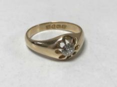 18ct antique signet ring set with old cut diamond, approximately .5 carat 4.