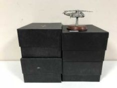 A tray of six boxed Royal Hampshire Art Foundry metal air craft figures together with a boxed