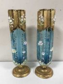 A pair of Victorian enamel Vienna vases