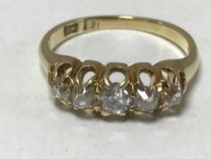 Antique 18ct five stone (old cut) diamond ring, approximately .8ct 3.