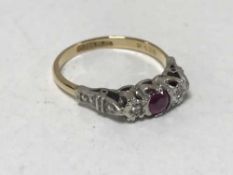 18 ct ruby and diamond ring 3 grams