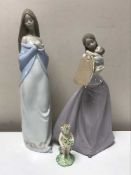 Two Nao figures - Lady with blue wrap,