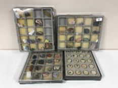 A collection of assorted minerals and agates etc in fitted boxes by Griffin of New York
