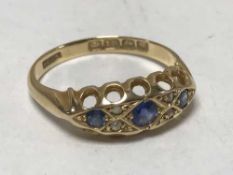 Antique 18ct sapphire and diamond ring