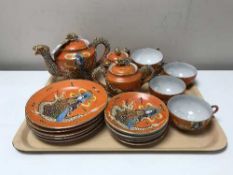 A tray of twenty piece Japanese eggshell tea service