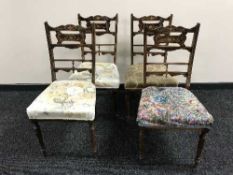 Four Victorian inlaid mahogany chairs