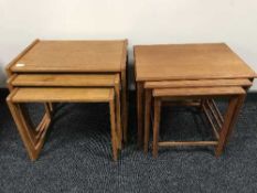 A nest of three Danish teak tables together with one further nest of tables