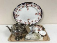 A late 19th century Flanders Stoke pottery meat dish, tray of Staffordshire house,