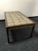 A late twentieth rosewood century tiled coffee table