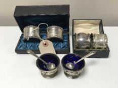 A pair of Birmingham silver napkin rings in case,