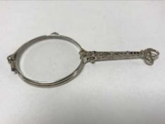 Antique white gold lorgnette set with sapphire and diamond