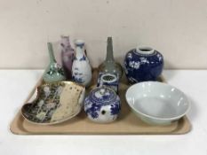 A tray of late 19th and 20th century oriental china inc.