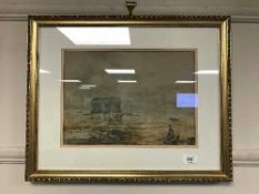 19th century school : Marsden Rock, watercolour, 37 cm x 26cm, indistinctly signed, framed.