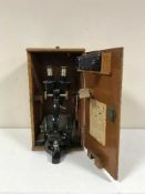 A Prior of London microscope in a fitted mahogany box
