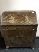 A walnut oriental style writing bureau