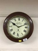 A mahogany fusee clock with pendulum and key by S. I. R.