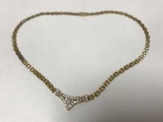 Fine quality 18ct necklace set with round baguette and marquise diamonds, approximately 1.8ct.