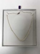 Antique strap of pearls with white gold and diamond clasp