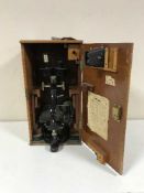 A Prior of London microscope in a fitted mahogany box
