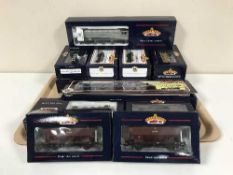 A tray of fourteen boxed Bachmann branch line OO gauge engines and wagons
