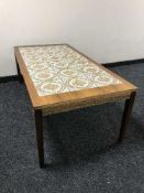 A late twentieth rosewood century tiled coffee table