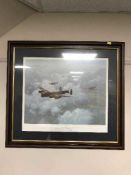A mahogany framed Coulson print - Band of brothers together with one other picture by the same