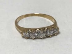 Antique 18ct five stone diamond ring, approximately 1ct,