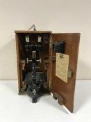 A Prior of London microscope in a fitted mahogany box