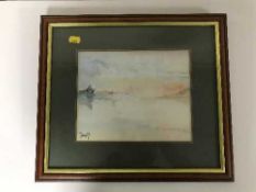 Terry Donnelly : A view along a coastline, watercolour, signed, framed.