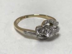 Antique 18ct platinum three stone diamond ring, approximately .5ct. 2.