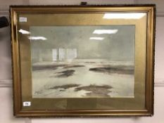 Thomas Swift Hutton : Seagulls at low tide, watercolour, signed,