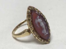 Antique 18ct cameo diamond ring