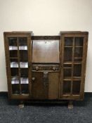 An oak side by side bureau bookcase