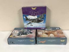 Three boxed Aviation archive die cast aircraft including the Pan Tornado, the Short Sunderland etc.