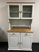 A painted pine kitchen dresser