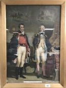 A gilt framed colour print - The Army and Navy depicting Wellington and Nelson