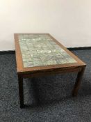 A late twentieth rosewood century tiled coffee table